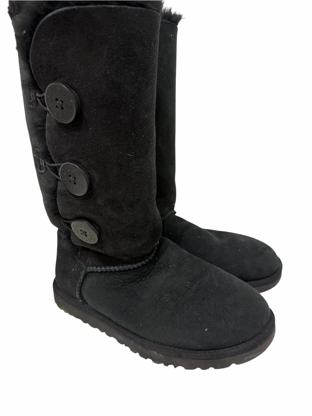 UGG Black Suede Button-Detail Tall Boots